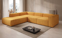 Designer Ecksofa Lesley mit langer Ottomane in Strukturstoff