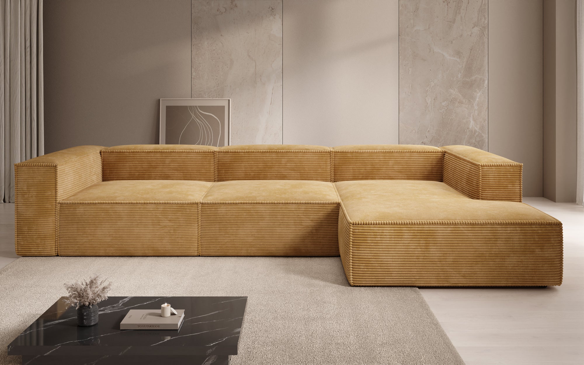 Designer Sofa Lesley L in Ribstof