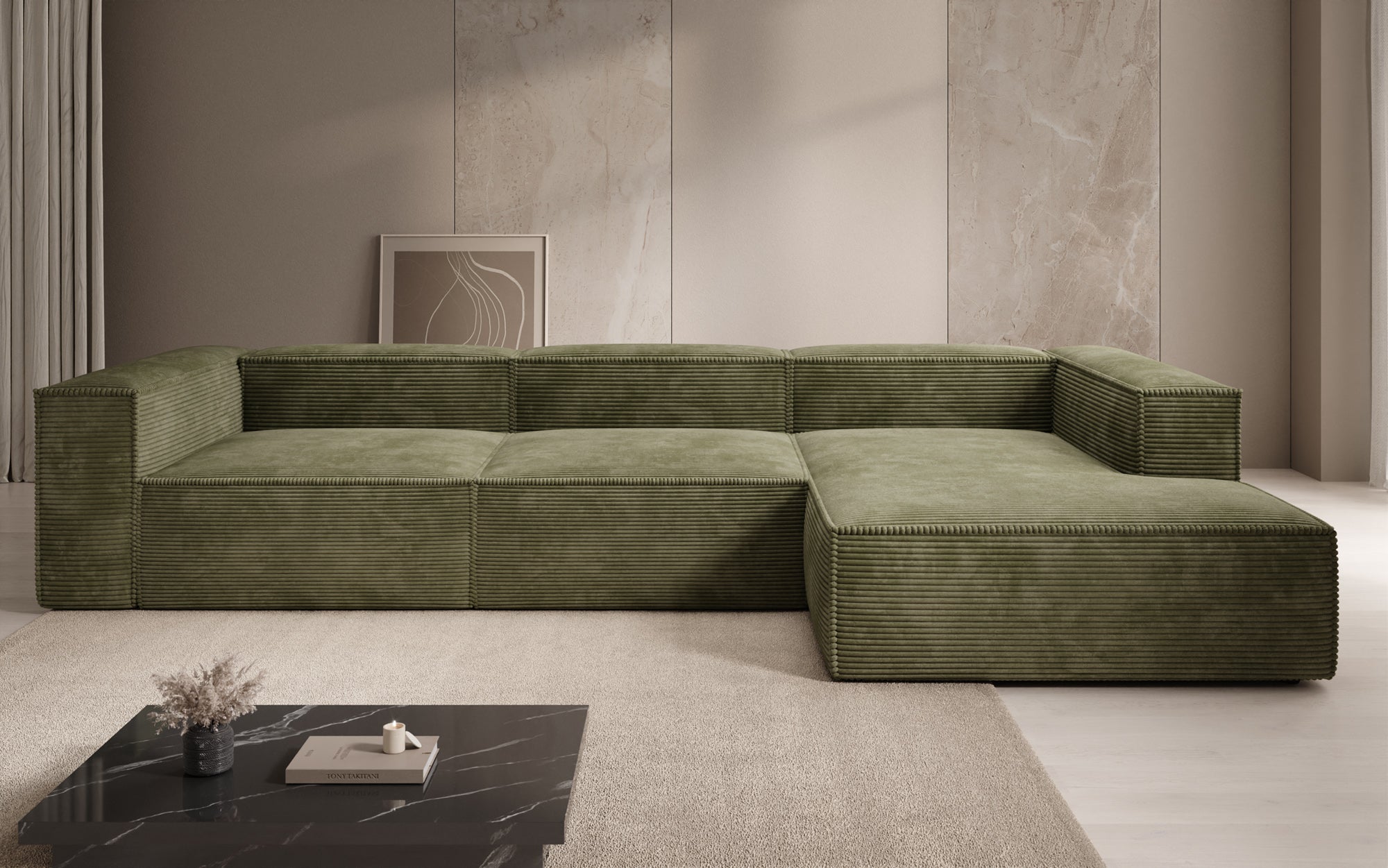 Designer Sofa Lesley L in Ribstof