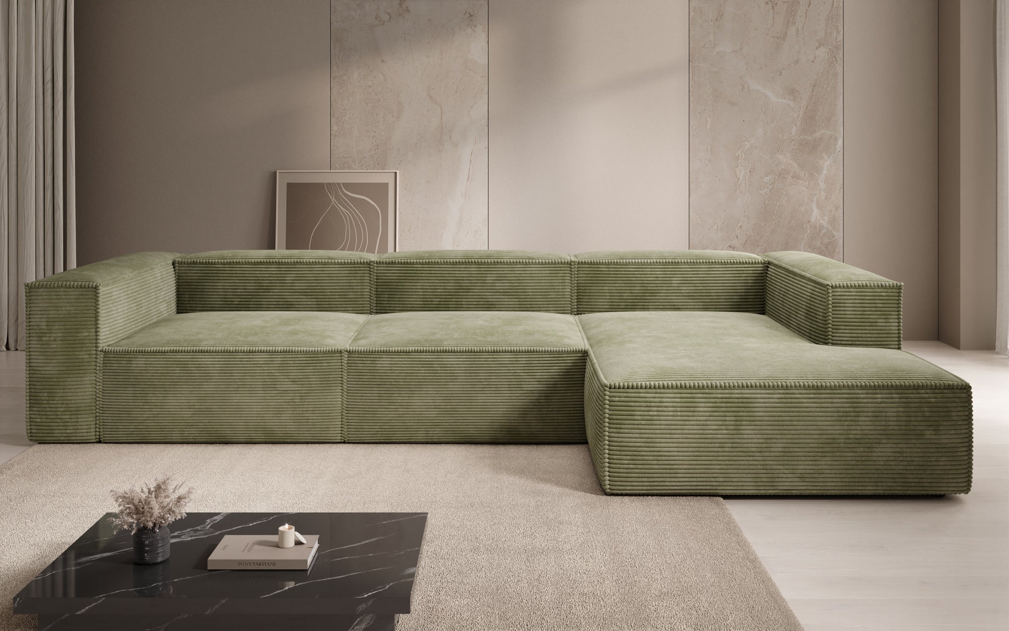 Designer Sofa Lesley L in Ribstof