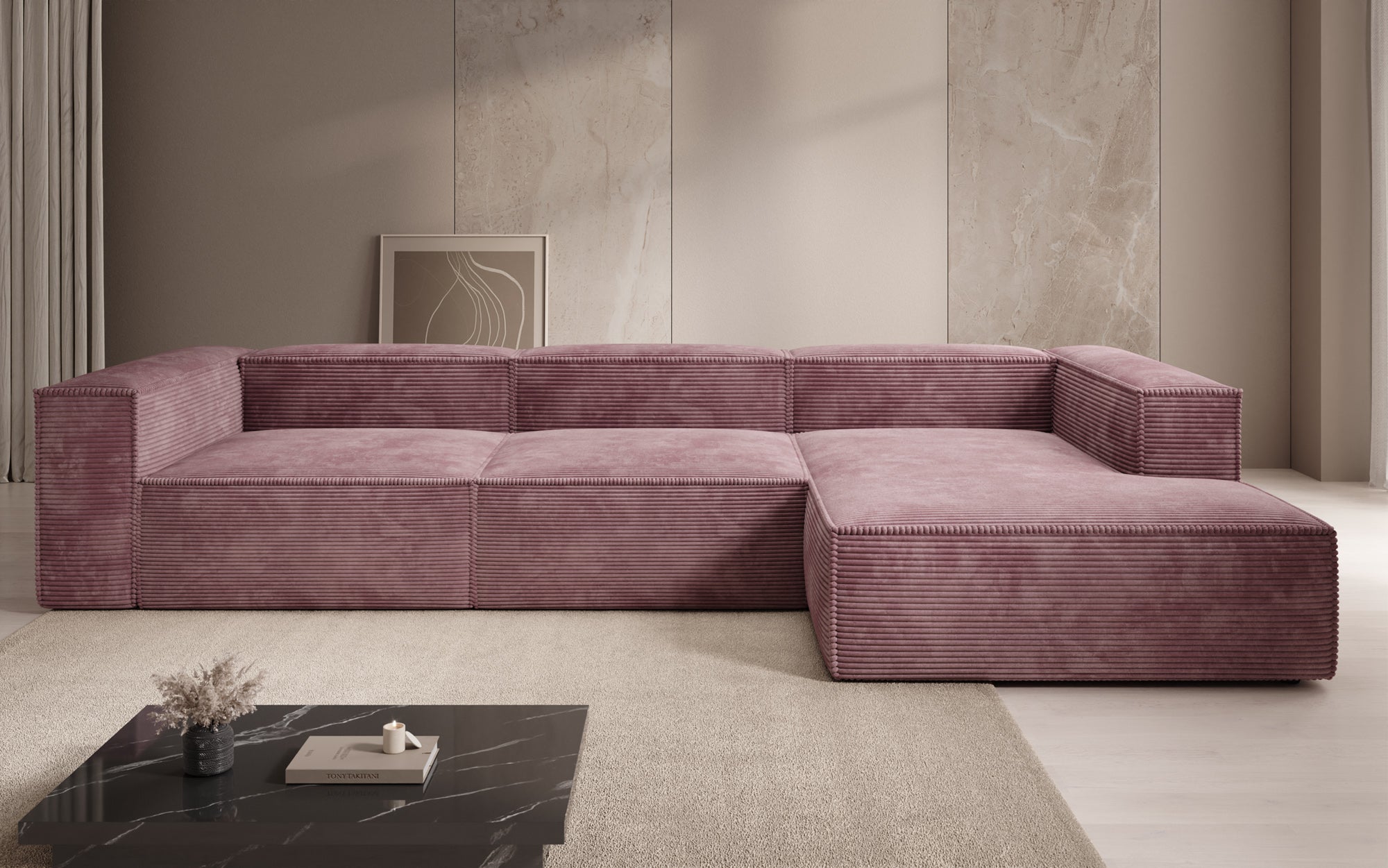 Designer Sofa Lesley L in Ribstof