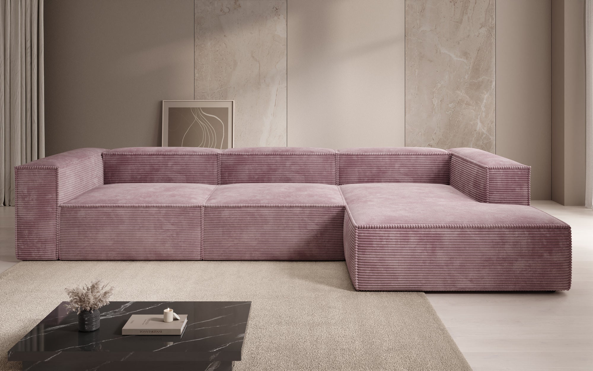 Designer Sofa Lesley L in Ribstof