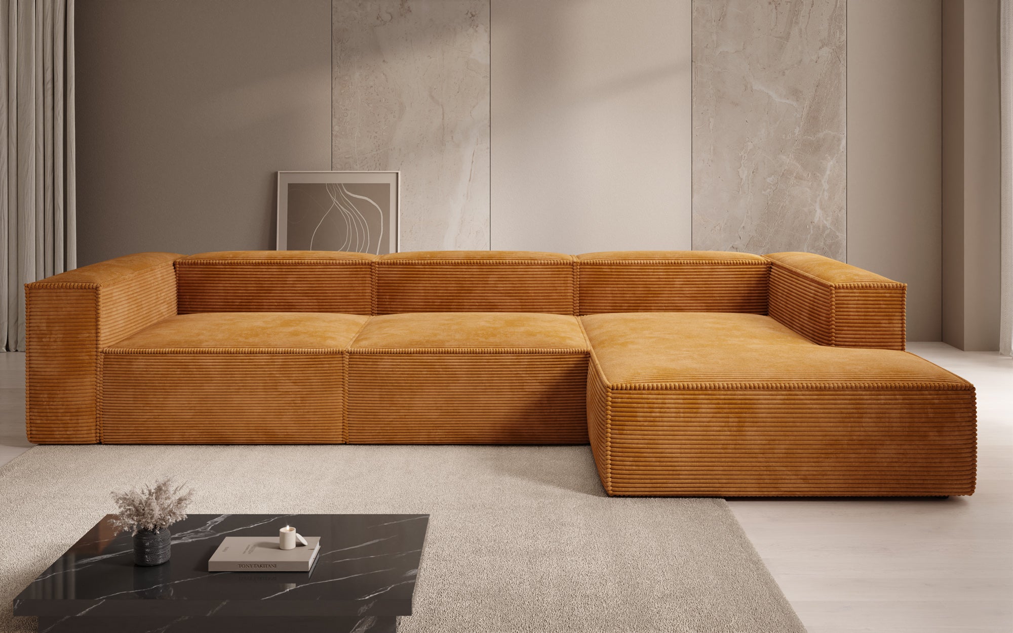 Designer Sofa Lesley L in Ribstof