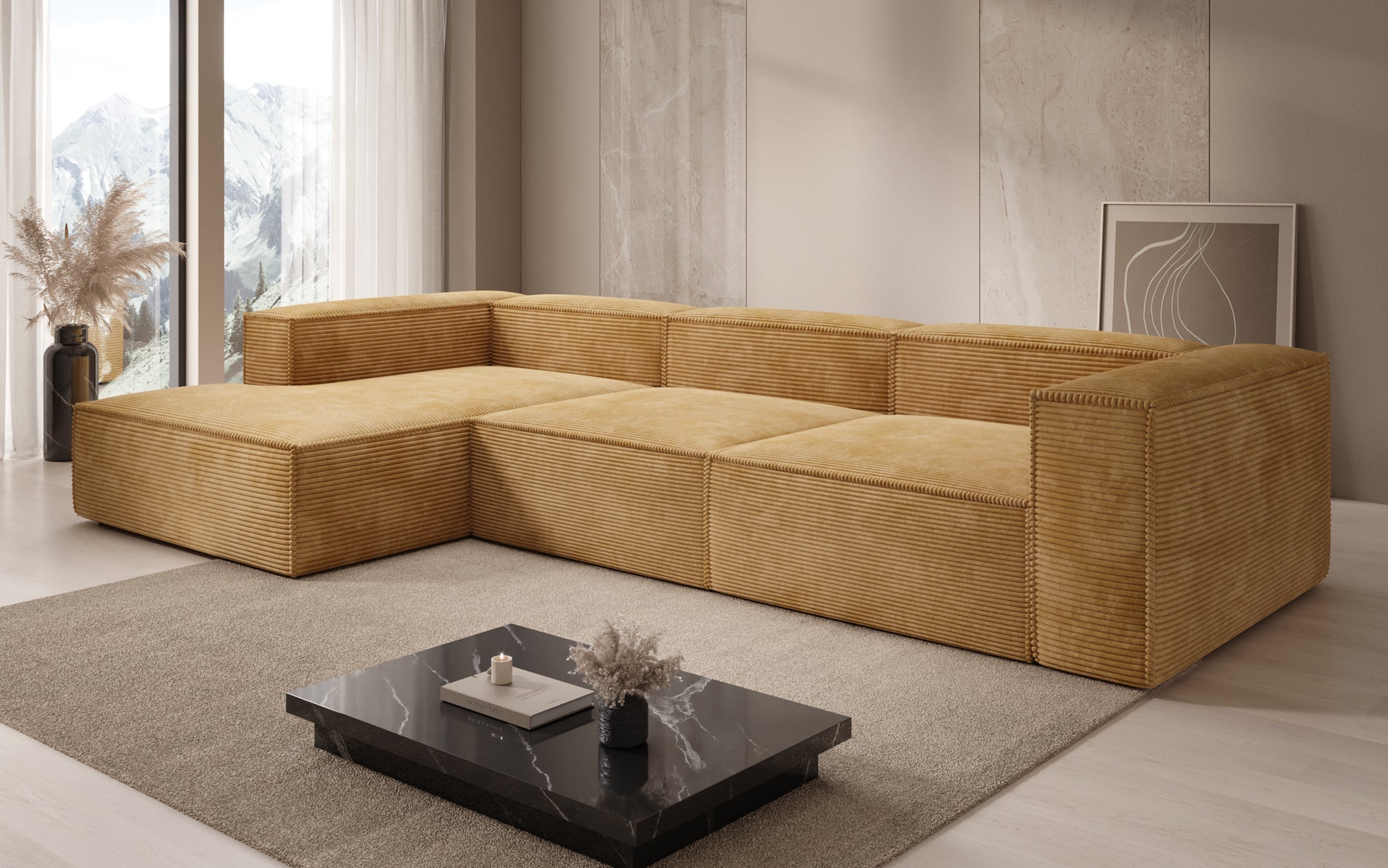 Designer Sofa Lesley L in Ribstof