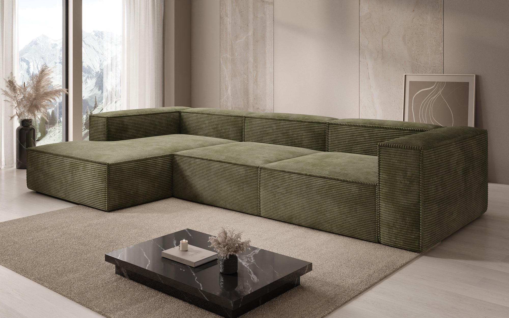 Designer Sofa Lesley L in Ribstof