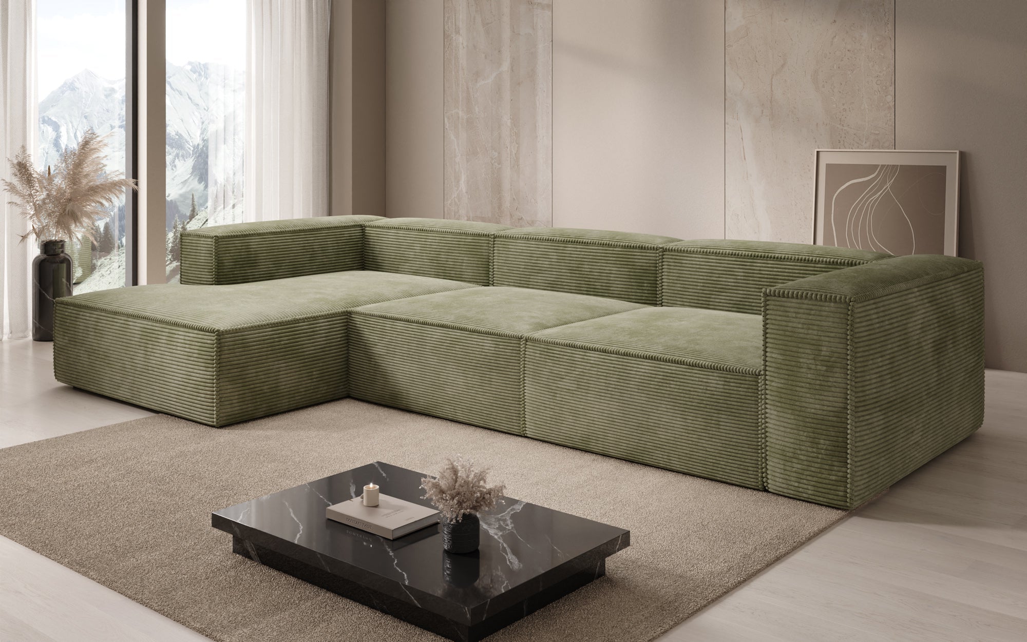 Designer Sofa Lesley L in Ribstof