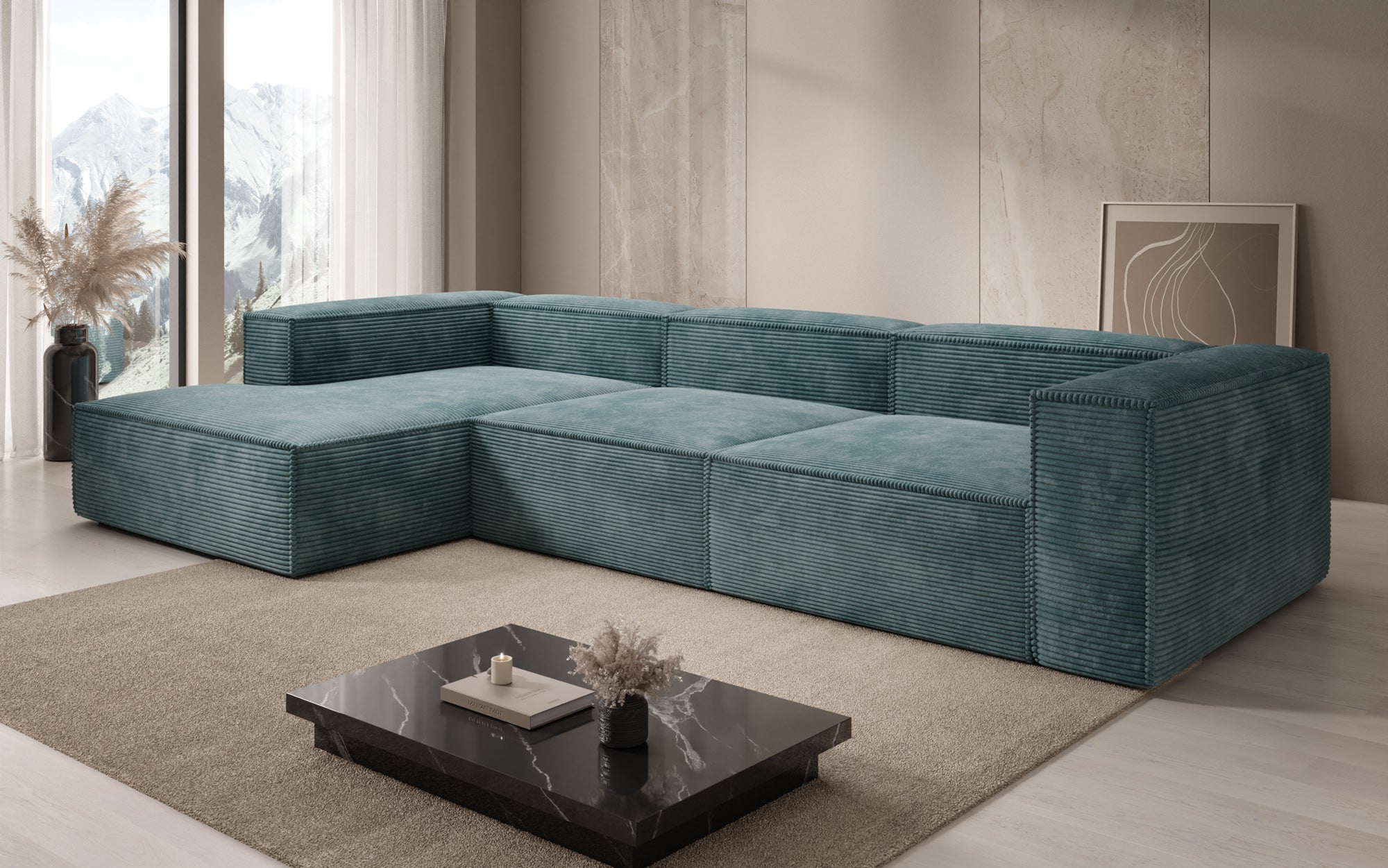 Designer Sofa Lesley L in Ribstof
