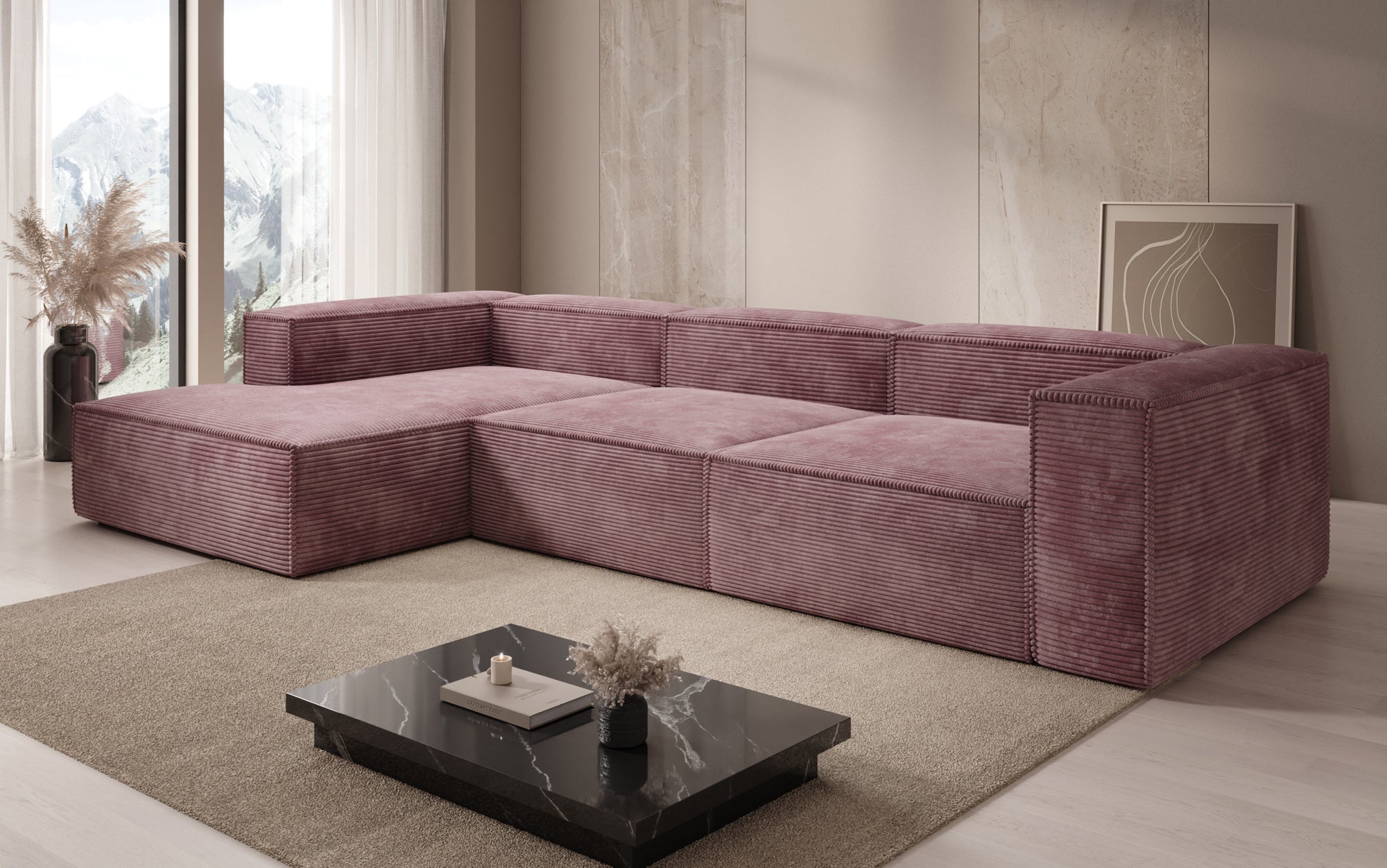 Designer Sofa Lesley L in Ribstof