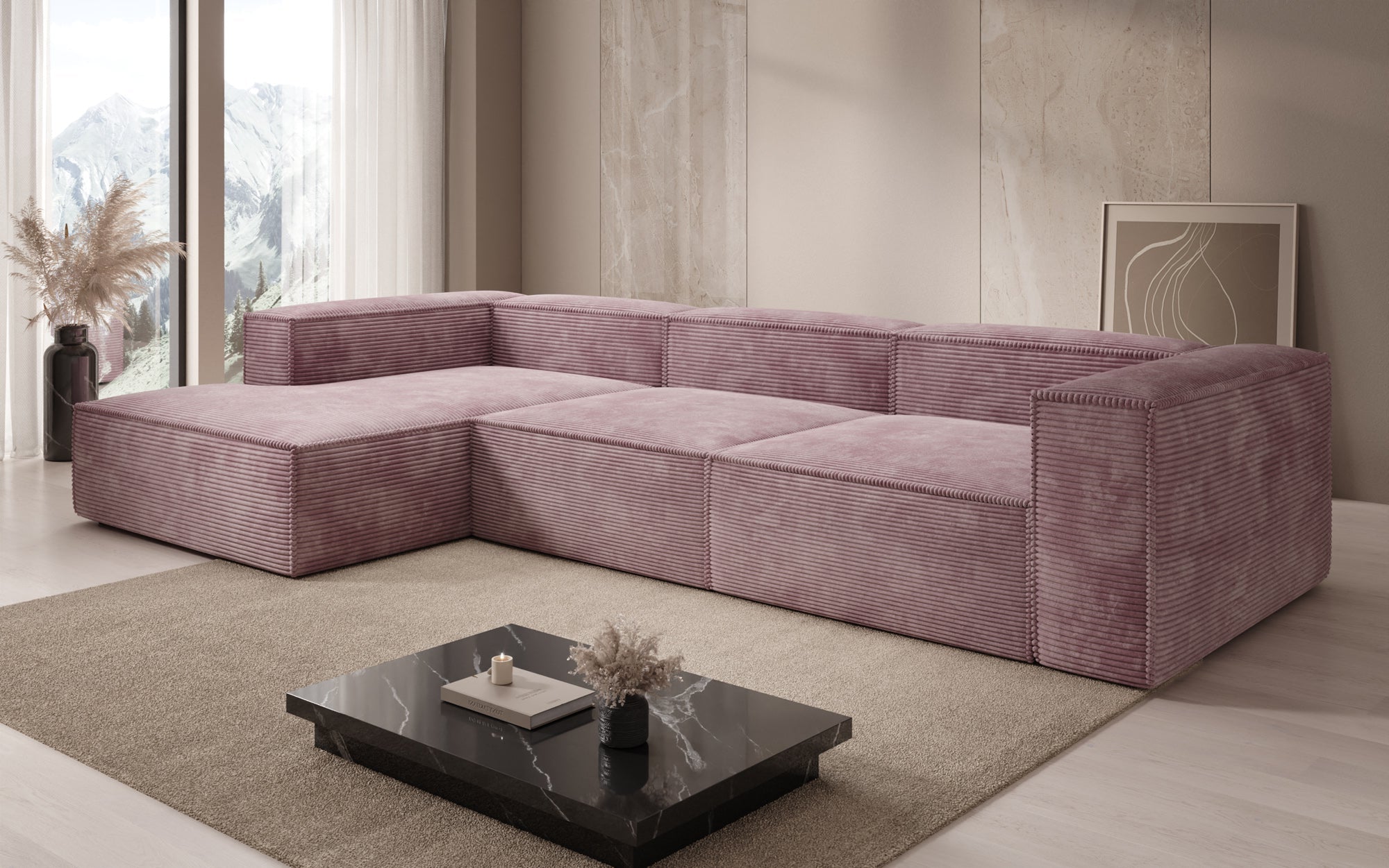 Designer Sofa Lesley L in Ribstof