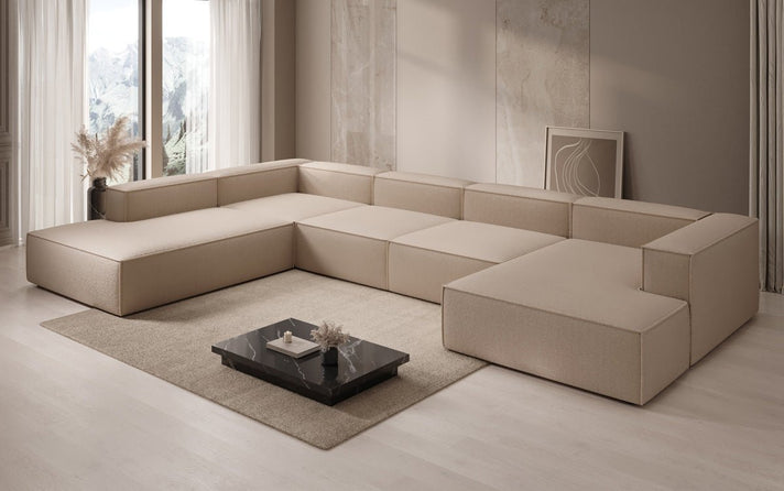 Designer Sofa Lesley U XXL in Bouclé