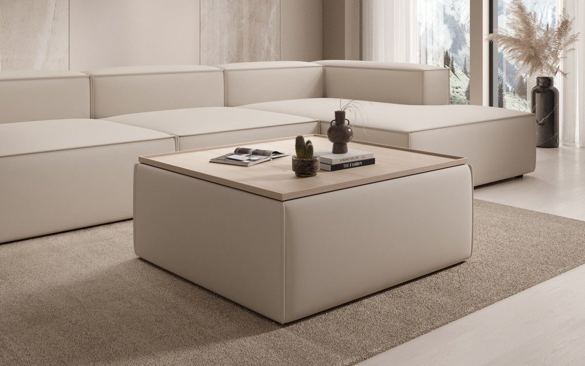 Beistellhocker/Couchtisch Lesley avec espace de rangement en Tissu