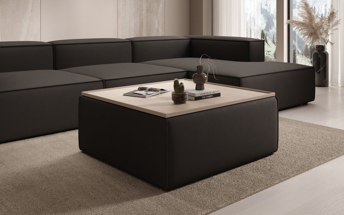 Beistellhocker/Couchtisch Lesley avec espace de rangement en Tissu