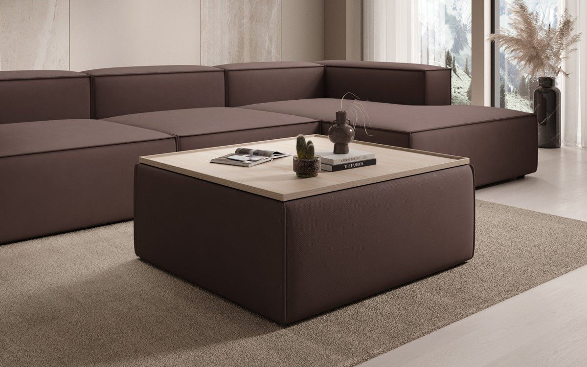 Beistellhocker/Couchtisch Lesley avec espace de rangement en Tissu