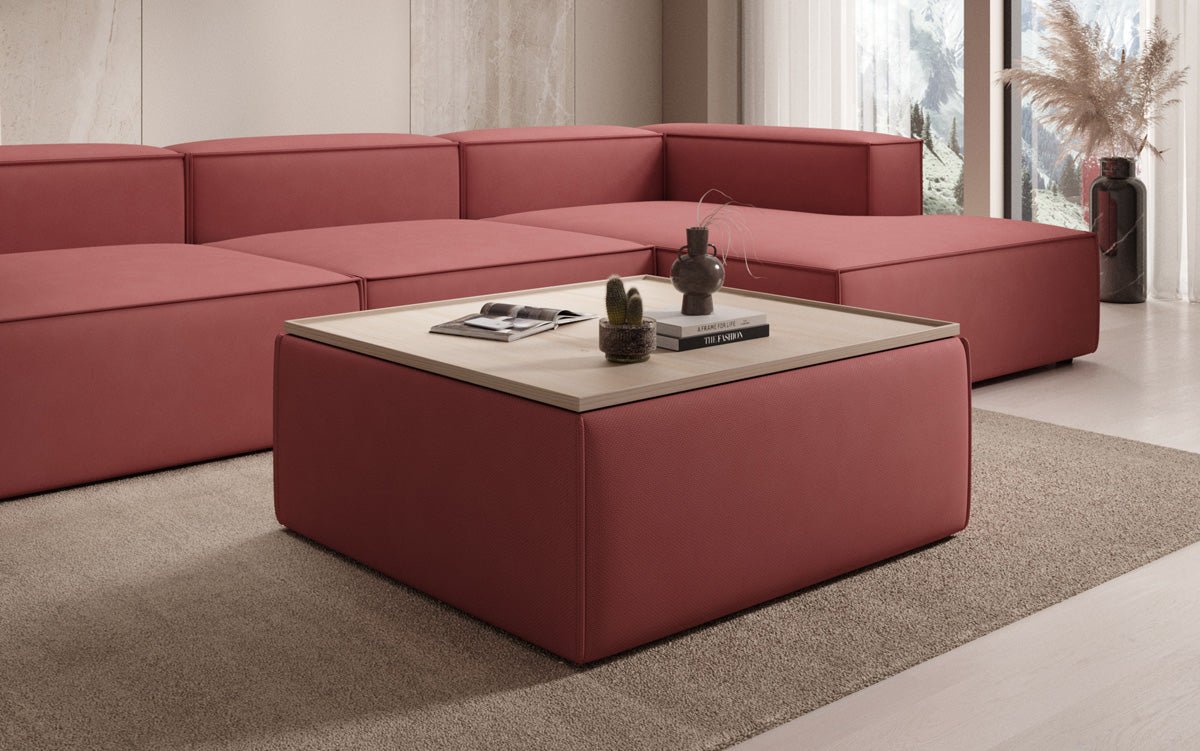Beistellhocker/Couchtisch Lesley avec espace de rangement en Tissu