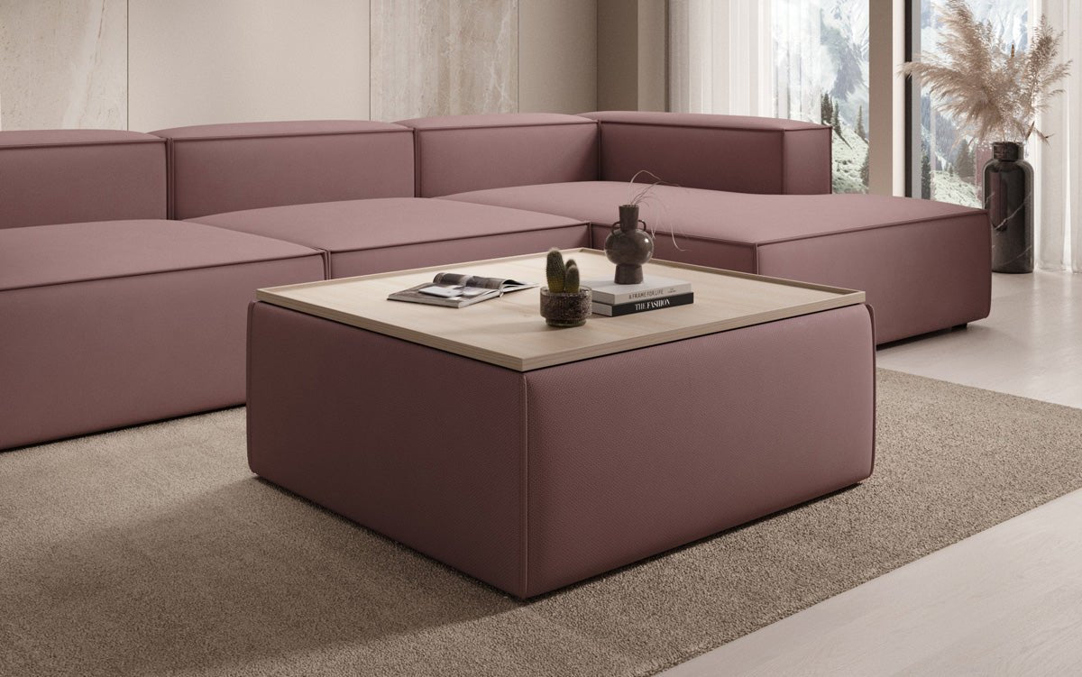 Beistellhocker/Couchtisch Lesley avec espace de rangement en Tissu