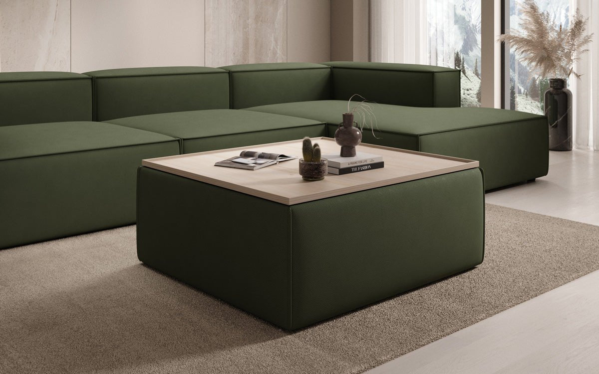 Beistellhocker/Couchtisch Lesley avec espace de rangement en Tissu