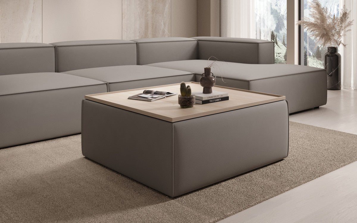 Beistellhocker/Couchtisch Lesley avec espace de rangement en Tissu