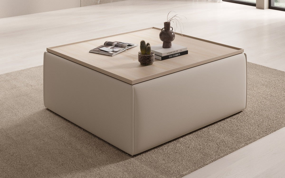 Lesley side stool/coffee table with storage in fabric