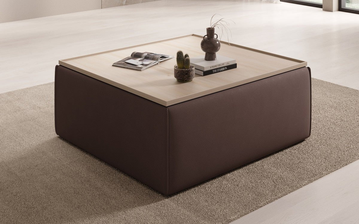Beistellhocker/Couchtisch Lesley avec espace de rangement en Tissu