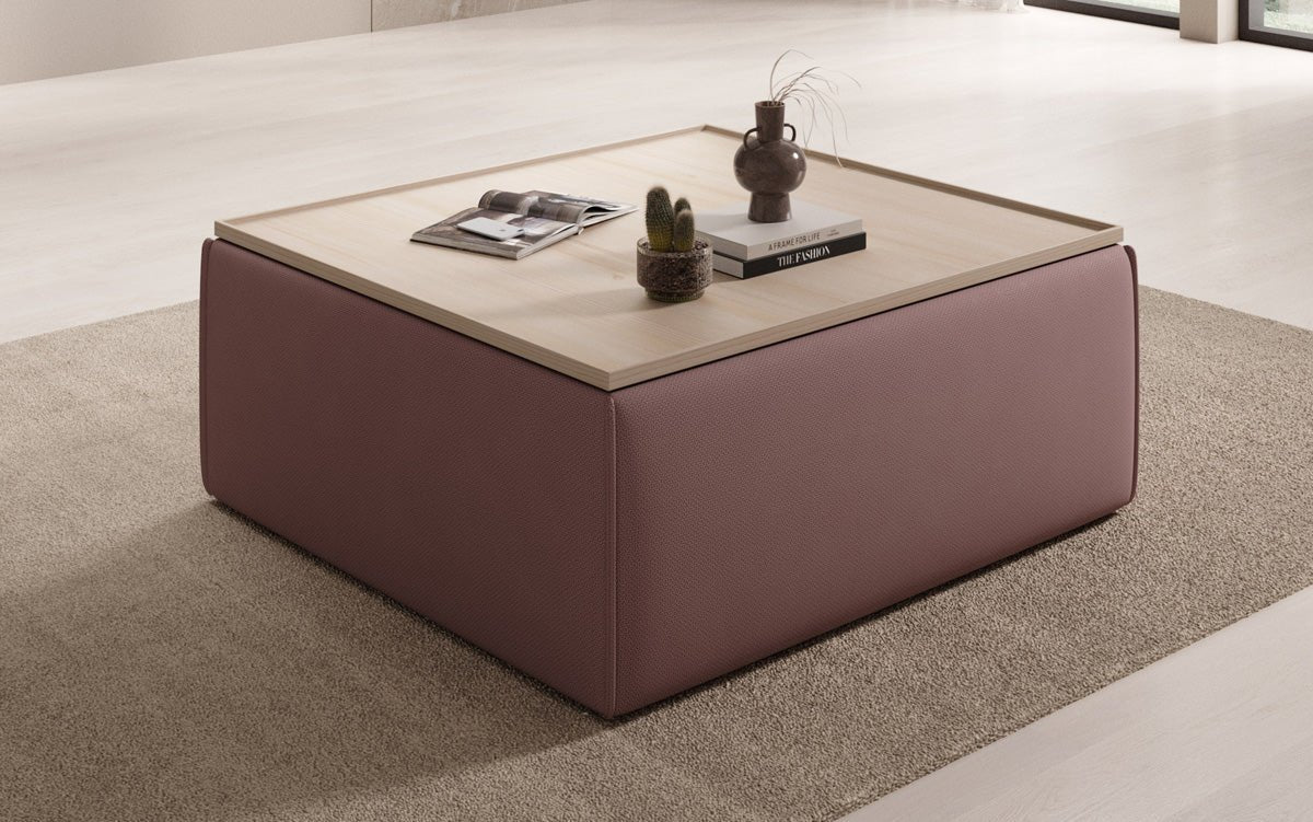 Beistellhocker/Couchtisch Lesley avec espace de rangement en Tissu