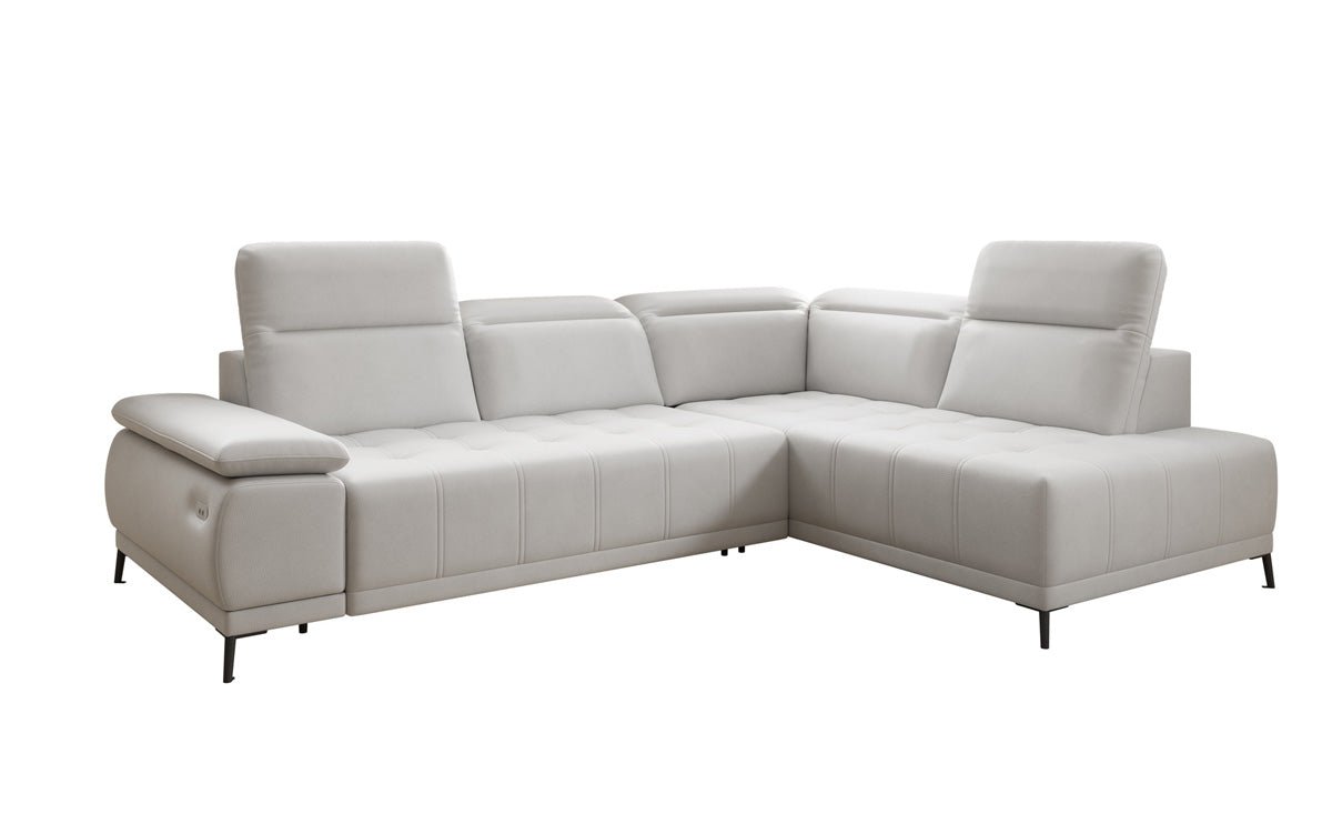 Canapé d'angle L Lyra avec fonction de couchage électrique en cuir véritable