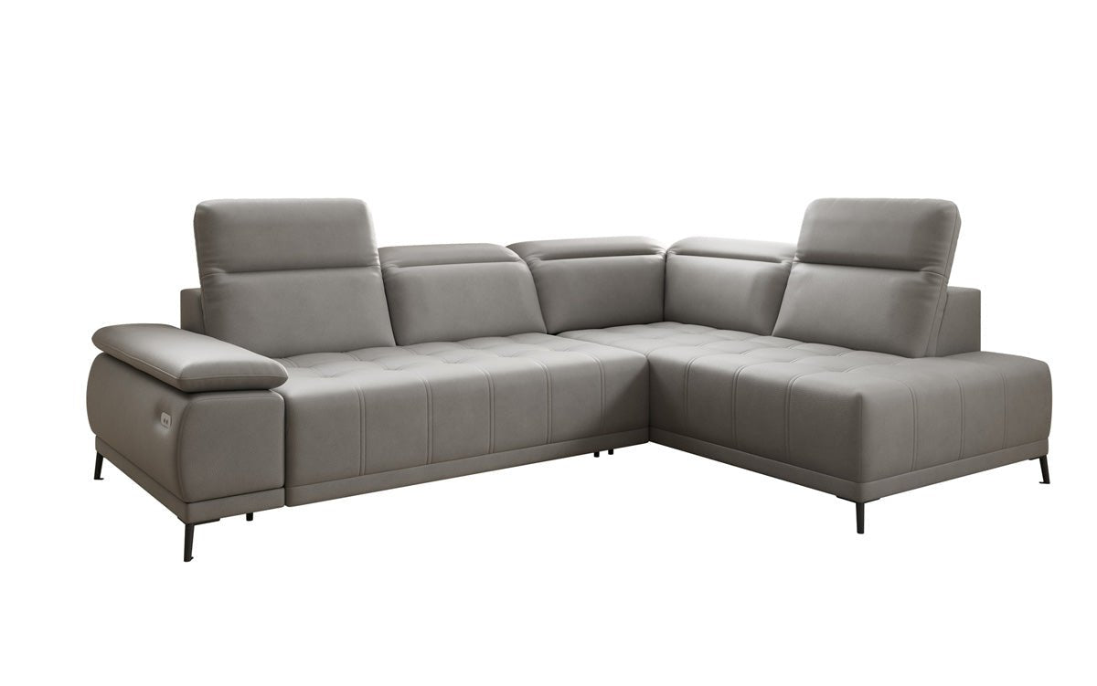 Canapé d'angle L Lyra avec fonction de couchage électrique en cuir véritable