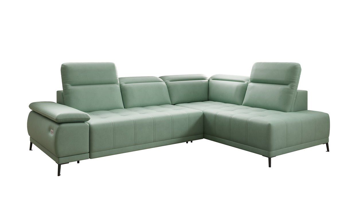 Canapé d'angle L Lyra avec fonction de couchage électrique en cuir véritable
