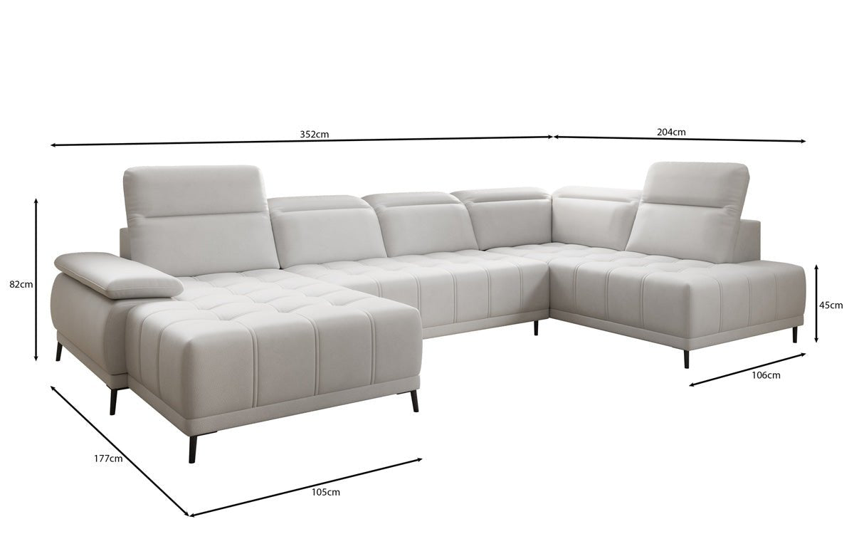 Canapé design Lyra U avec fonction de couchage électrique en cuir véritable