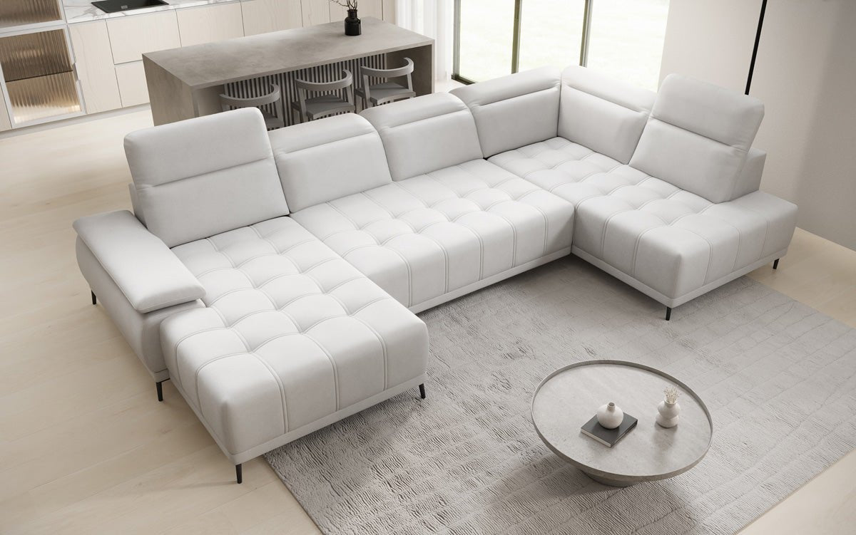 Canapé design Lyra U avec fonction de couchage électrique en cuir véritable
