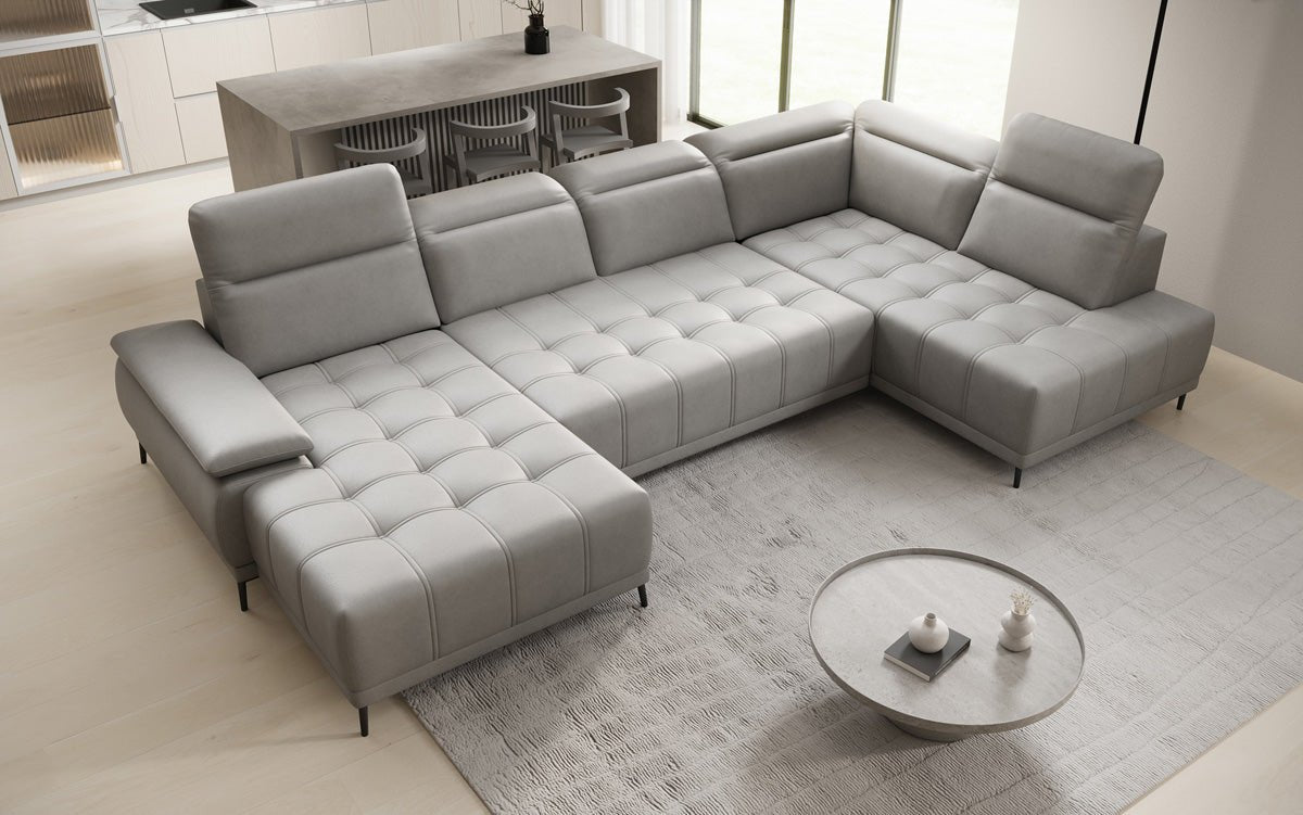 Canapé design Lyra U avec fonction de couchage électrique en cuir véritable