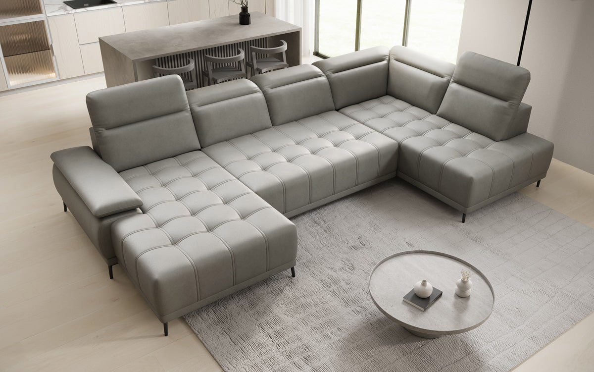 Canapé design Lyra U avec fonction de couchage électrique en cuir véritable