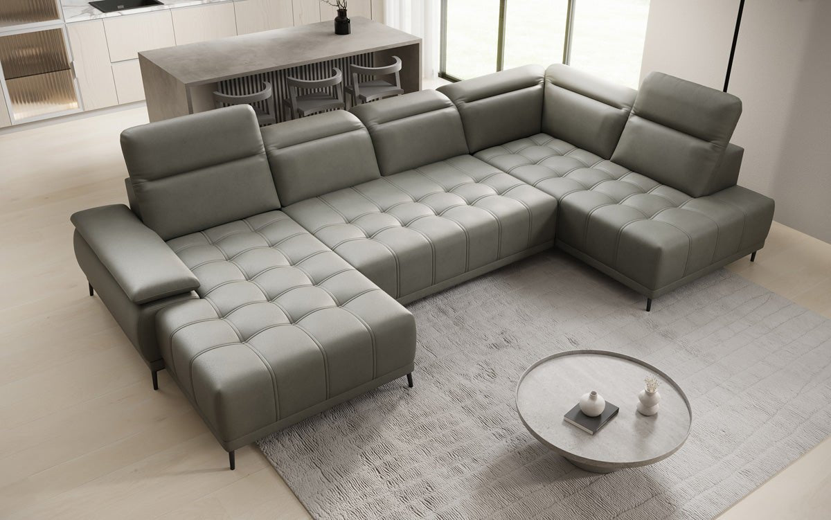 Canapé design Lyra U avec fonction de couchage électrique en cuir véritable