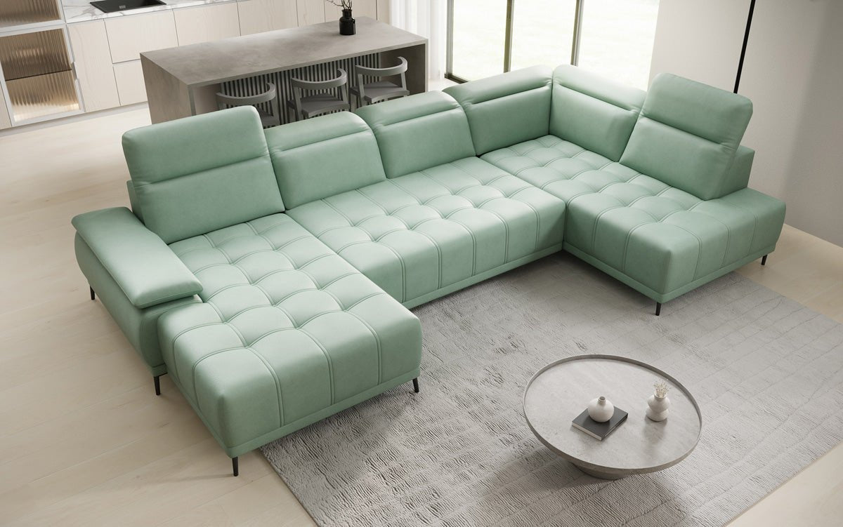 Canapé design Lyra U avec fonction de couchage électrique en cuir véritable