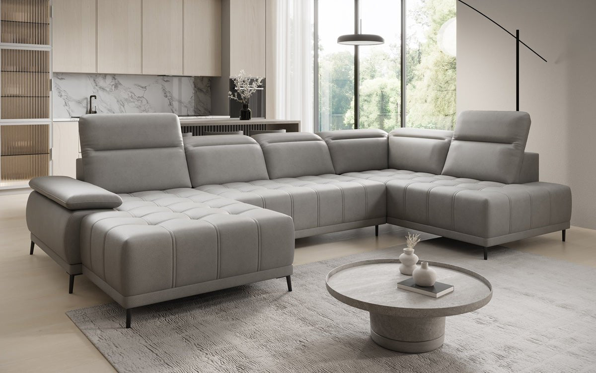 Canapé design Lyra U avec fonction de couchage électrique en cuir véritable