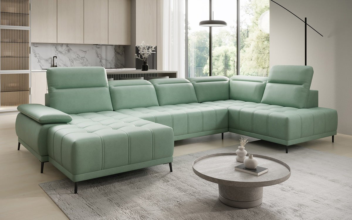 Canapé design Lyra U avec fonction de couchage électrique en cuir véritable