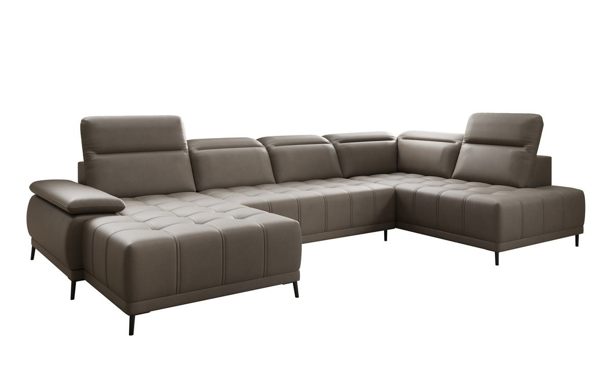 Canapé design Lyra U avec fonction de couchage électrique en cuir véritable