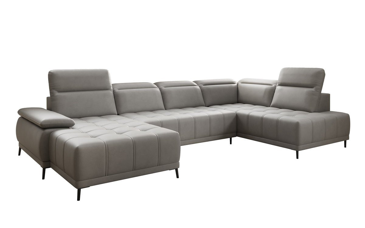 Canapé design Lyra U avec fonction de couchage électrique en cuir véritable