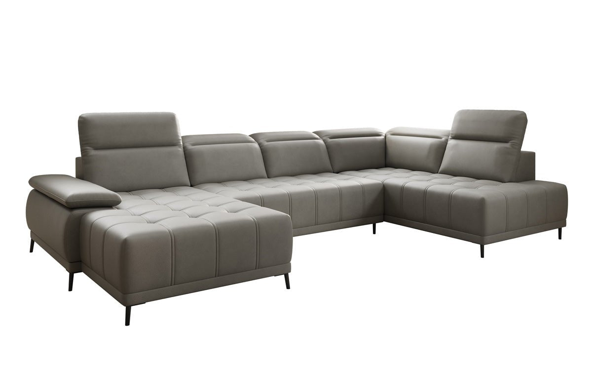 Canapé design Lyra U avec fonction de couchage électrique en cuir véritable