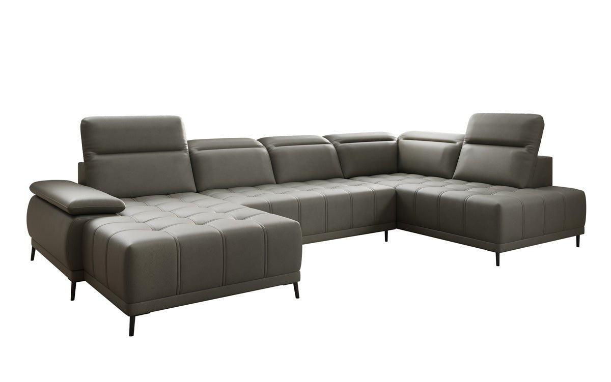 Canapé design Lyra U avec fonction de couchage électrique en cuir véritable