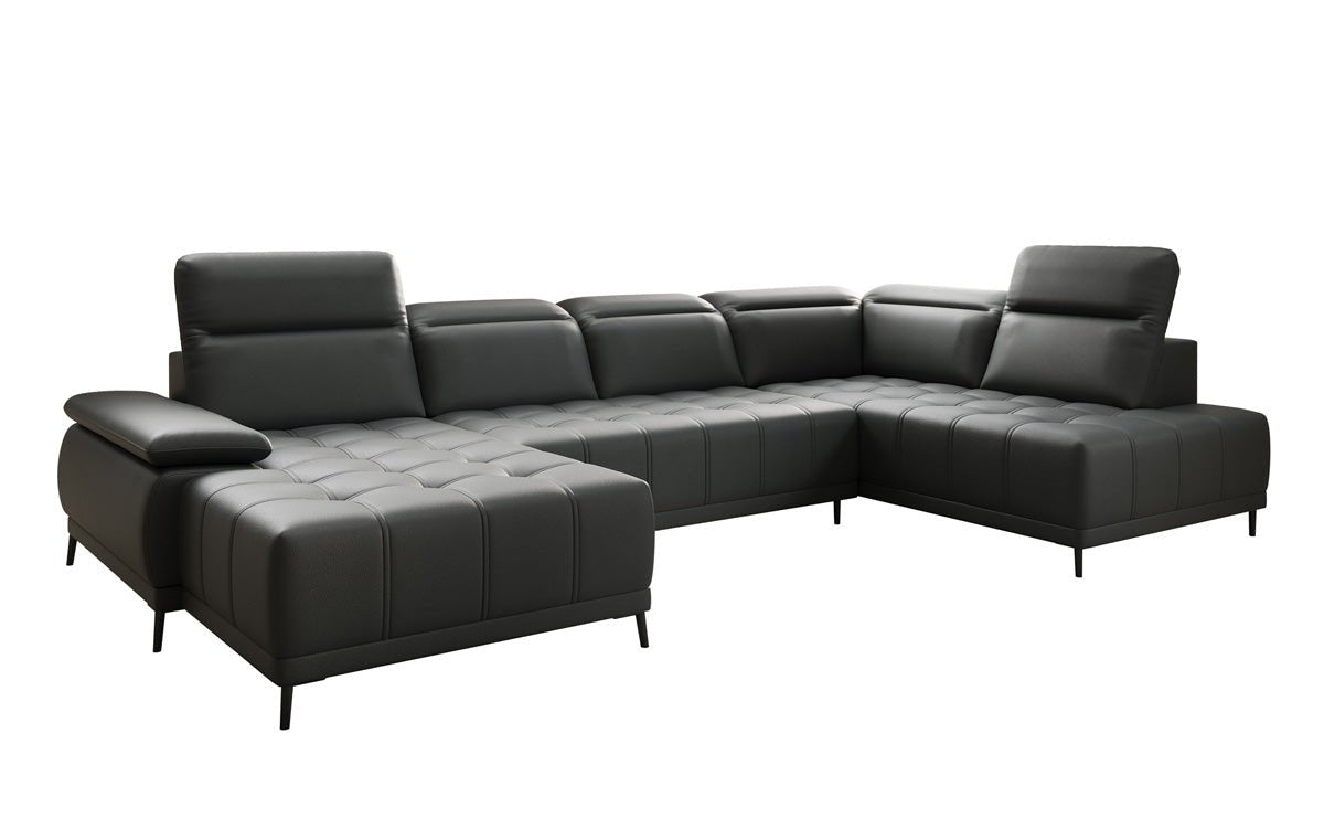 Canapé design Lyra U avec fonction de couchage électrique en cuir véritable