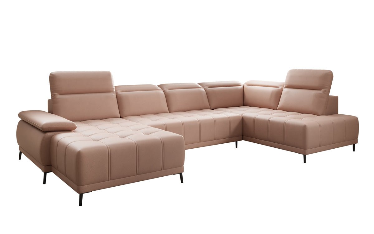 Canapé design Lyra U avec fonction de couchage électrique en cuir véritable