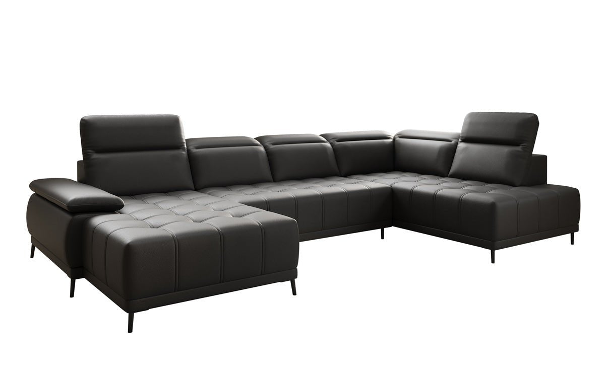 Canapé design Lyra U avec fonction de couchage électrique en cuir véritable
