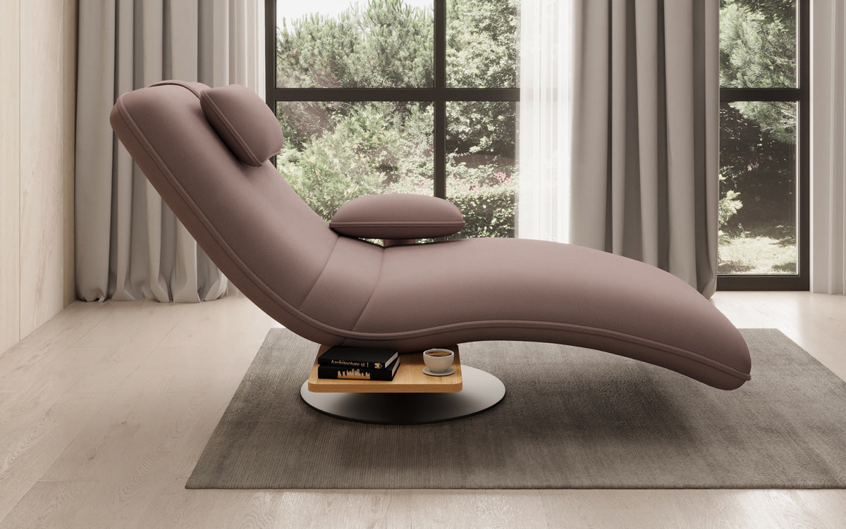 Designer relax-ligstoel velour stof met draaifunctie en bijzettafel