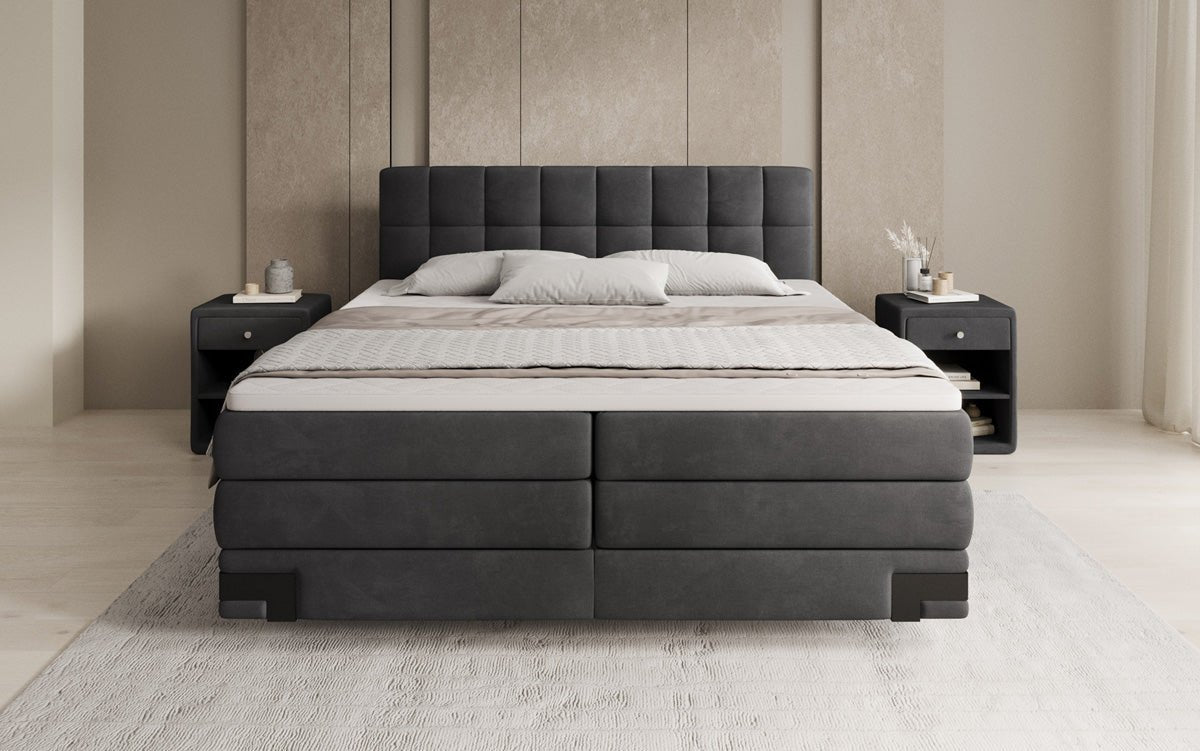 Boxspringbed Isabell met opbergruimte in Fluweel