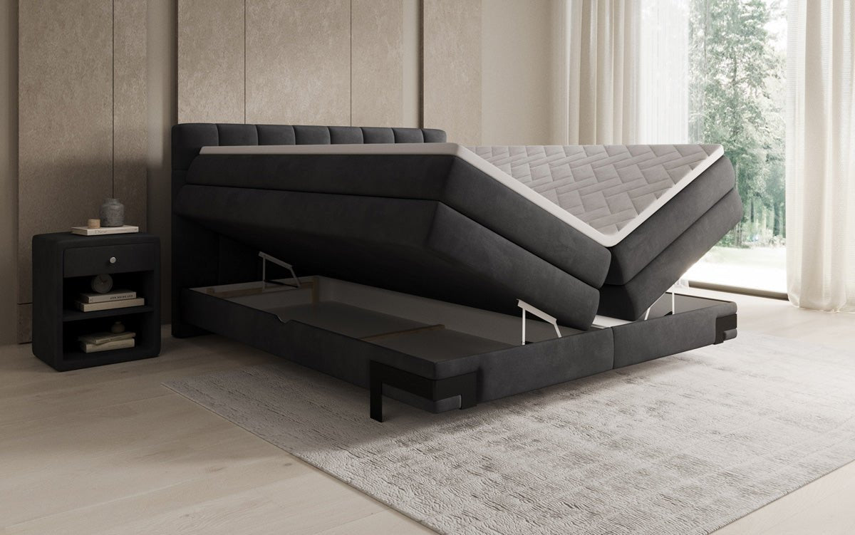 Boxspringbed Isabell met opbergruimte in Fluweel