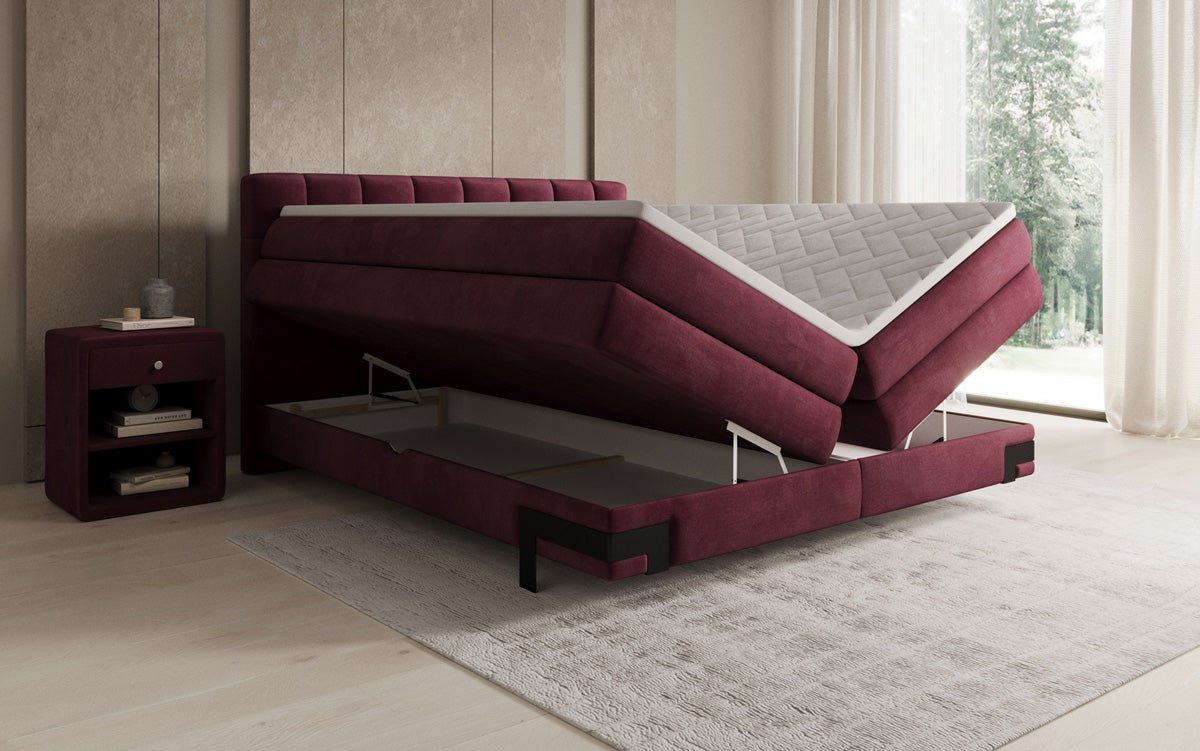Boxspringbed Isabell met opbergruimte in Fluweel