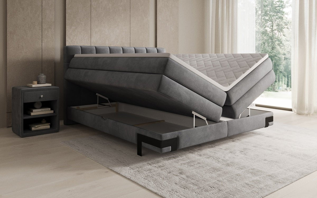 Boxspringbed Isabell met opbergruimte in Fluweel