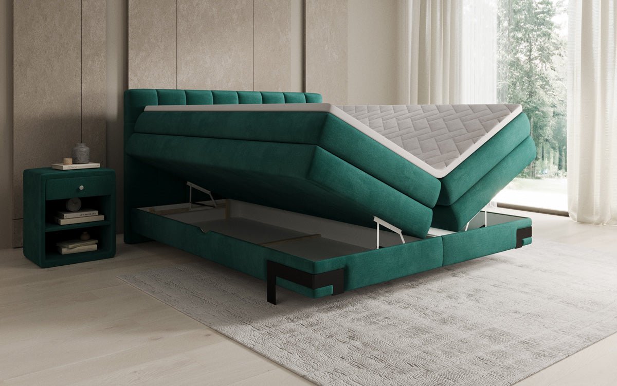 Boxspringbed Isabell met opbergruimte in Fluweel