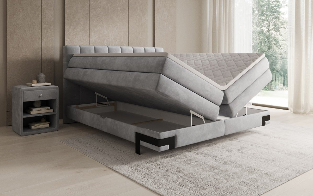 Boxspringbed Isabell met opbergruimte in Fluweel