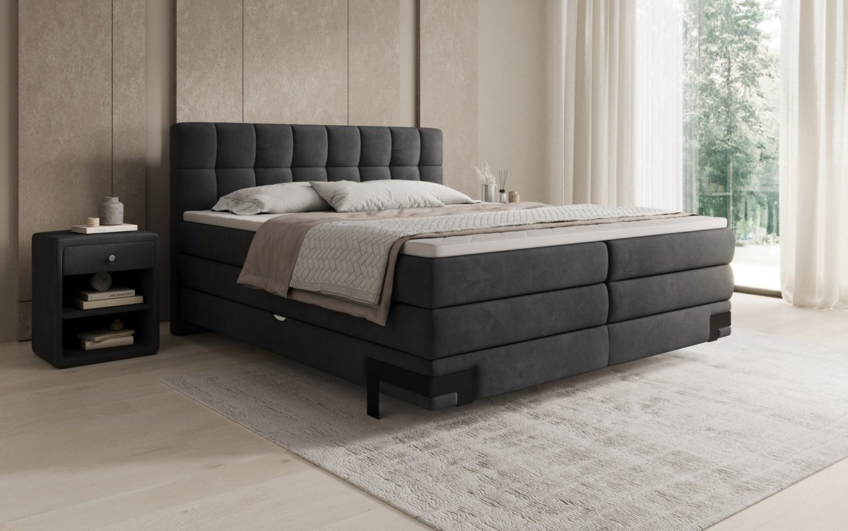 Boxspringbed Isabell met opbergruimte in Fluweel